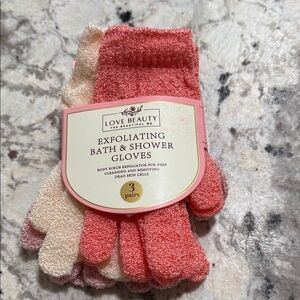 Exfoliating Bath & Shower Gloves - Coral, Pink and Cream